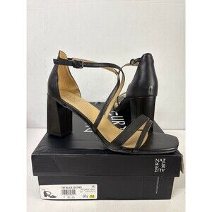 Naturalizer Sandals Women's Tiff Ankle Strap Black Leather Block Heels Sz 9.5M